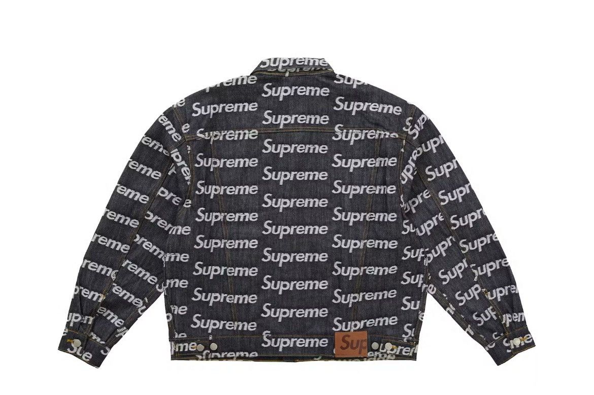Supreme Supreme Jacquard Logos Denim Trucker Jacket Indigo Medium Size US M / EU 48-50 / 2 - 4 Thumbnail