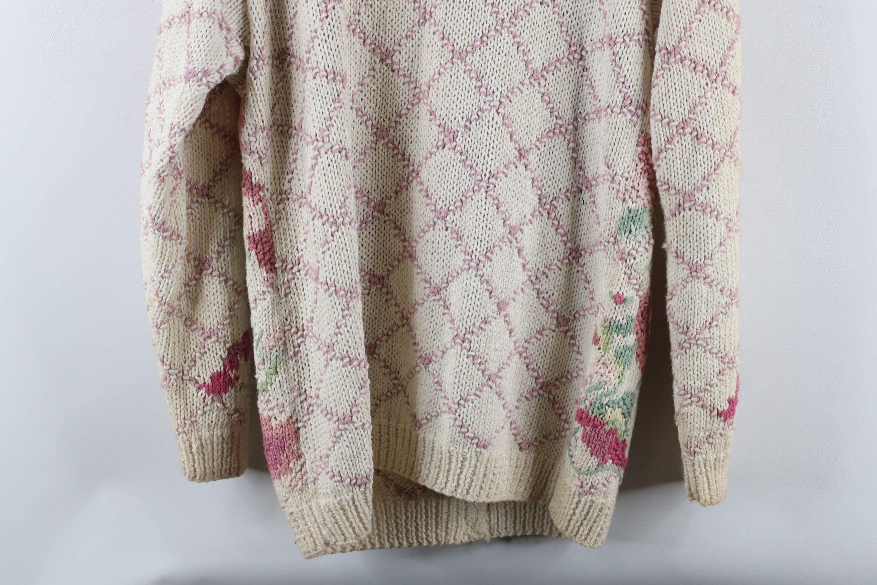 Vintage Vintage 90s Country Primitive Knit Flower Cardigan Sweater Size M / US 6-8 / IT 42-44 - 12 Thumbnail