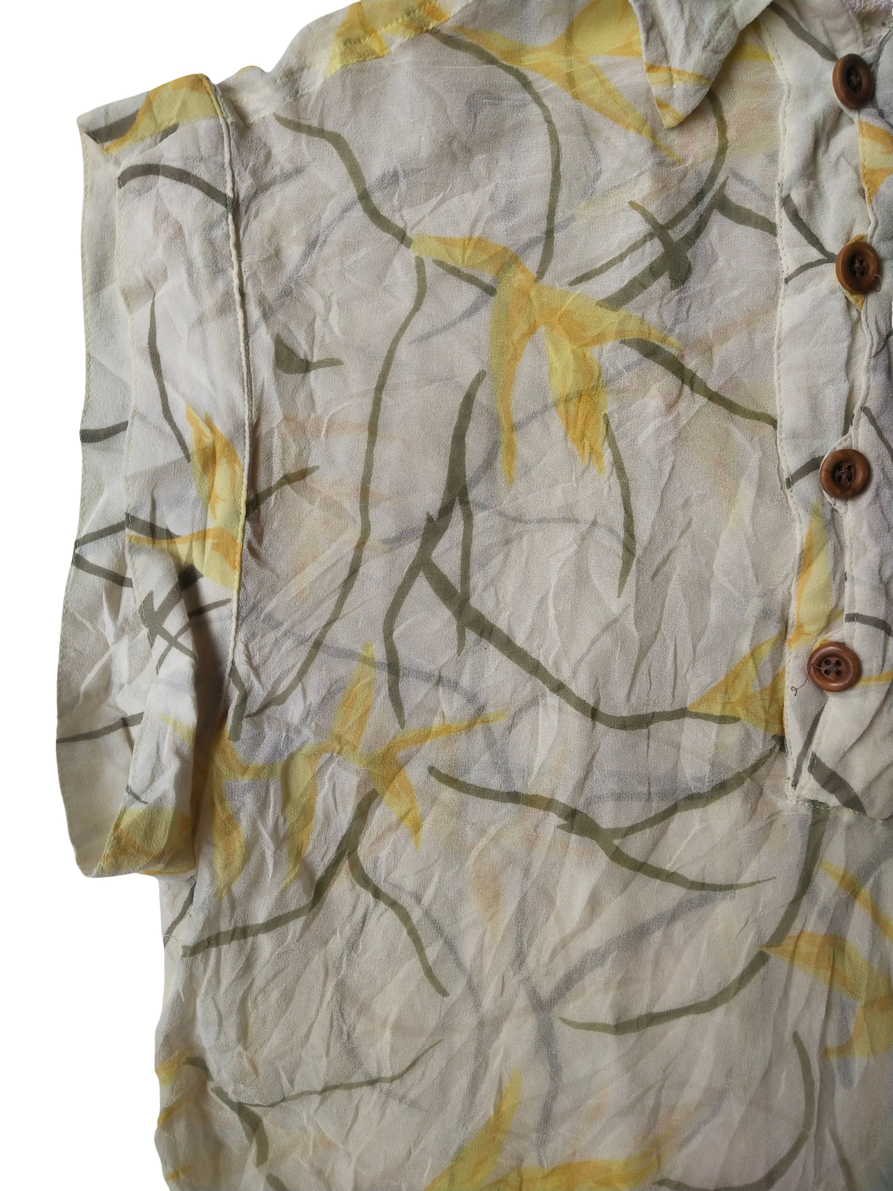 Diesel 2000S Diesel Silk Crinkle Sheer Floral Boho Blouse Top Y2K Size XS / US 0-2 / IT 36-38 - 3 Thumbnail