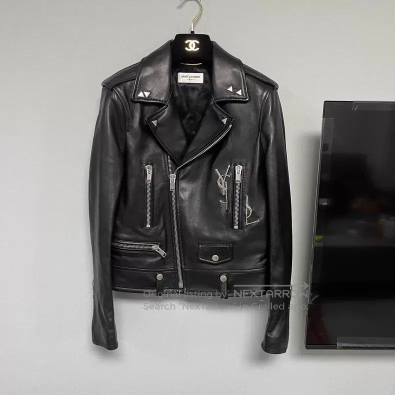 Saint Laurent Paris Saint Laurent Paris Embossed Logo Leather Jacket i Size XS / US 0-2 / IT 36-38 - 1 Thumbnail