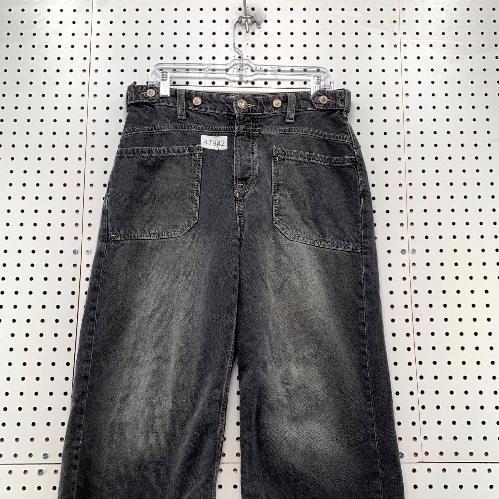 Free People Free People We The Free Palmer Jeans 29 32x21 Cropped Cropped Raw Hem Faded Black Denim Womens Jeans Size 29" - 5 Thumbnail