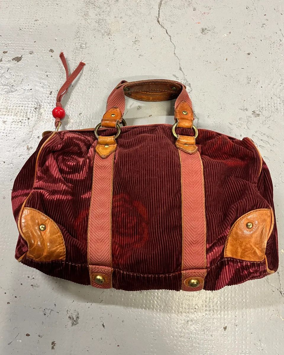 Marc Jacobs Marc Jacobs Burgundy Corduroy Leather Trim Red Handle Bag Size ONE SIZE - 1 Thumbnail