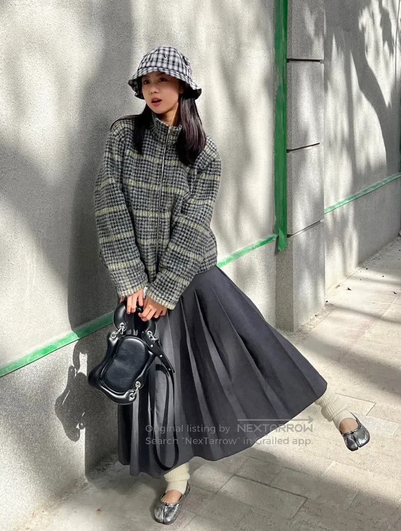 Our Legacy Our Legacy Yellow-Green Plaid Fuzzy Sweater Size US S / EU 44-46 / 1 - 8 Thumbnail