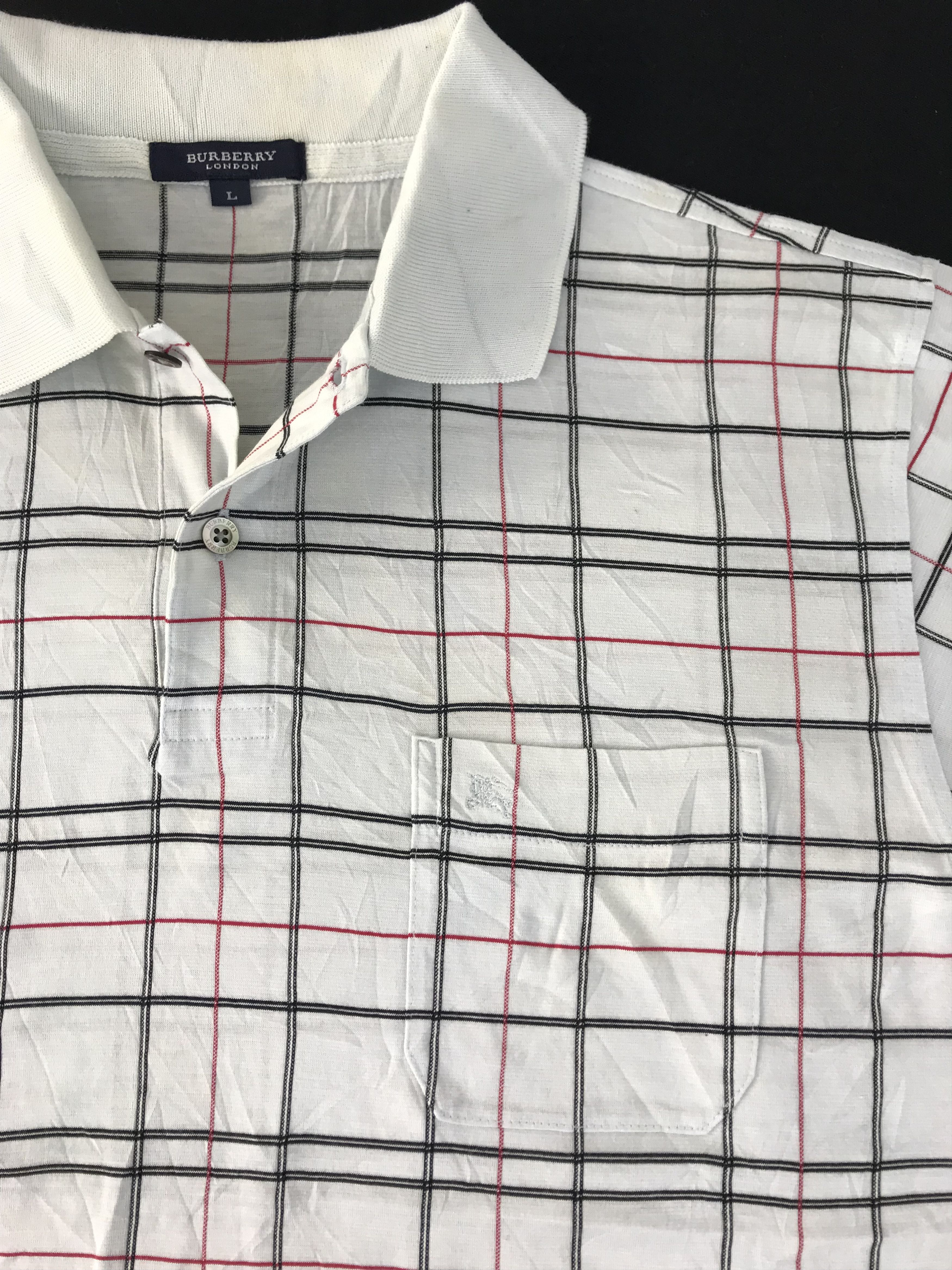 Burberry Burberry London Checked Polo Tee Unisex Striped Monogram Size US L / EU 52-54 / 3 - 2 Thumbnail