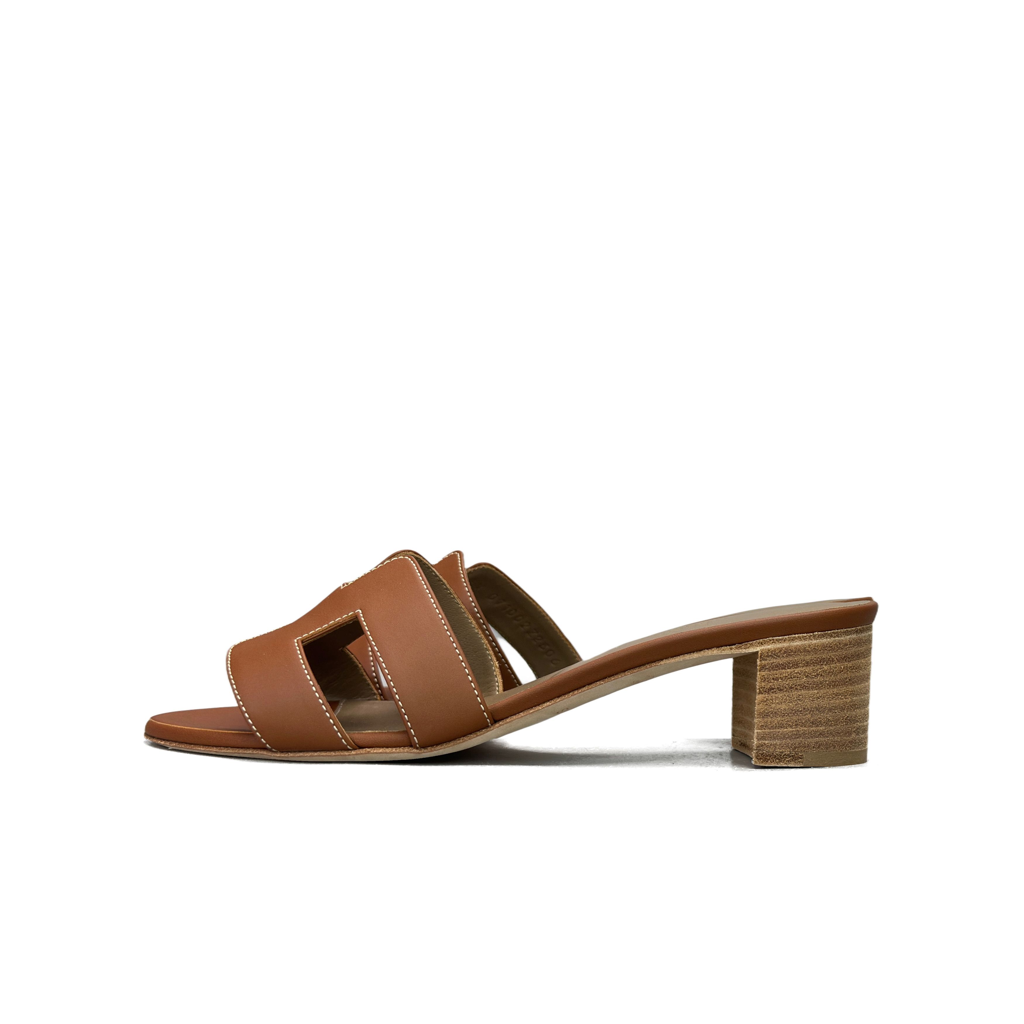 Hermes Hermès Brown Leather Oasis Sandals Size 38 Size US 7 / IT 37 - 1 Thumbnail