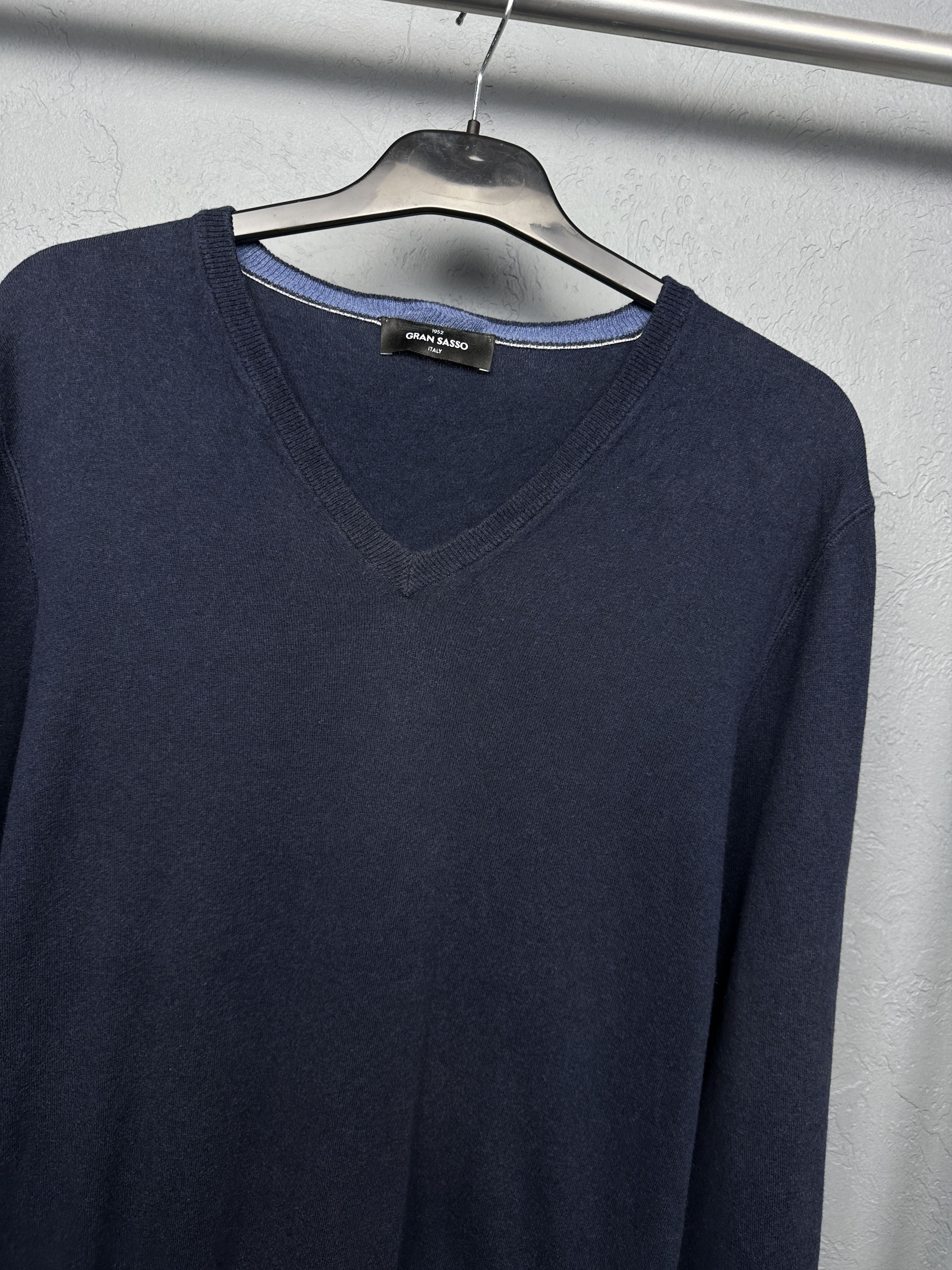 Gran Sasso Gran Sasso Mens V-Neck Wool Knit Sweater Size US L / EU 52-54 / 3 - 2 Thumbnail