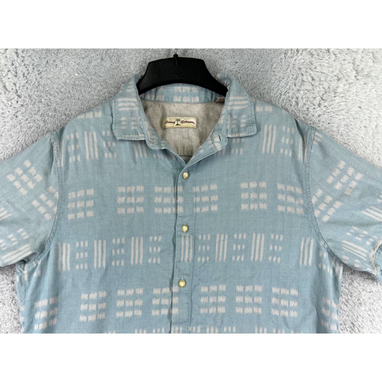 Tommy Bahama Tommy Bahama Shirt Large Mens Blue Beige Button Up Hawaiian Silk Blend Vacation Size US L / EU 52-54 / 3 - 6 Thumbnail
