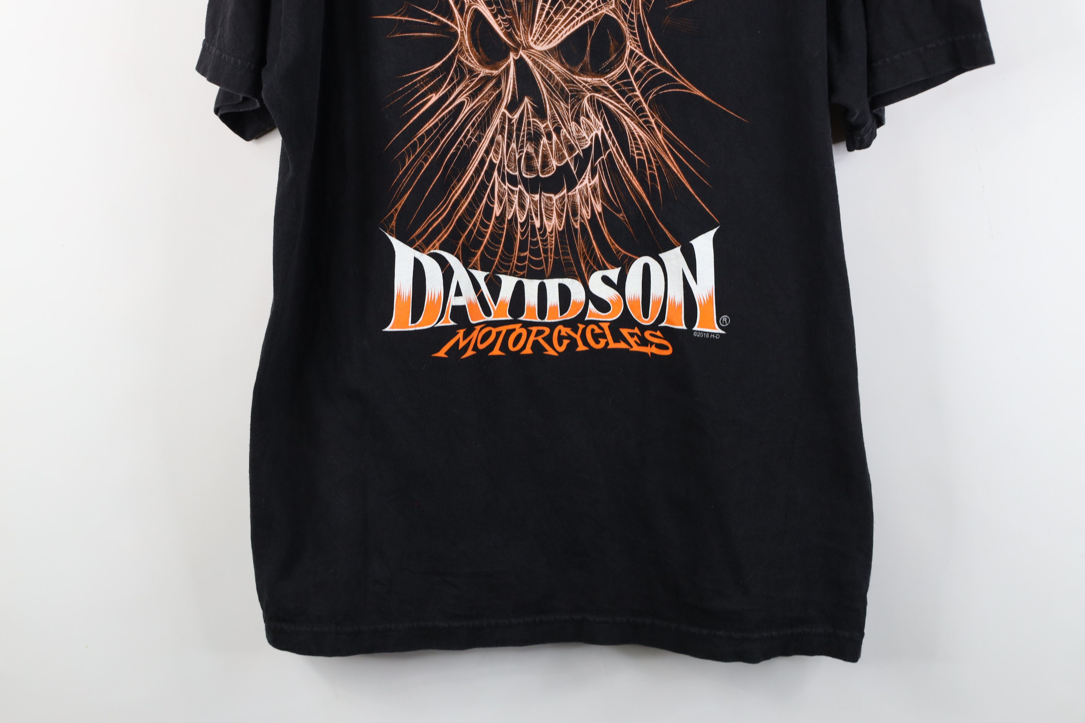 Harley Davidson Y2K Harley Davidson Spell Out Spider Web Skull T-Shirt Black Size US XL / EU 56 / 4 - 3 Thumbnail