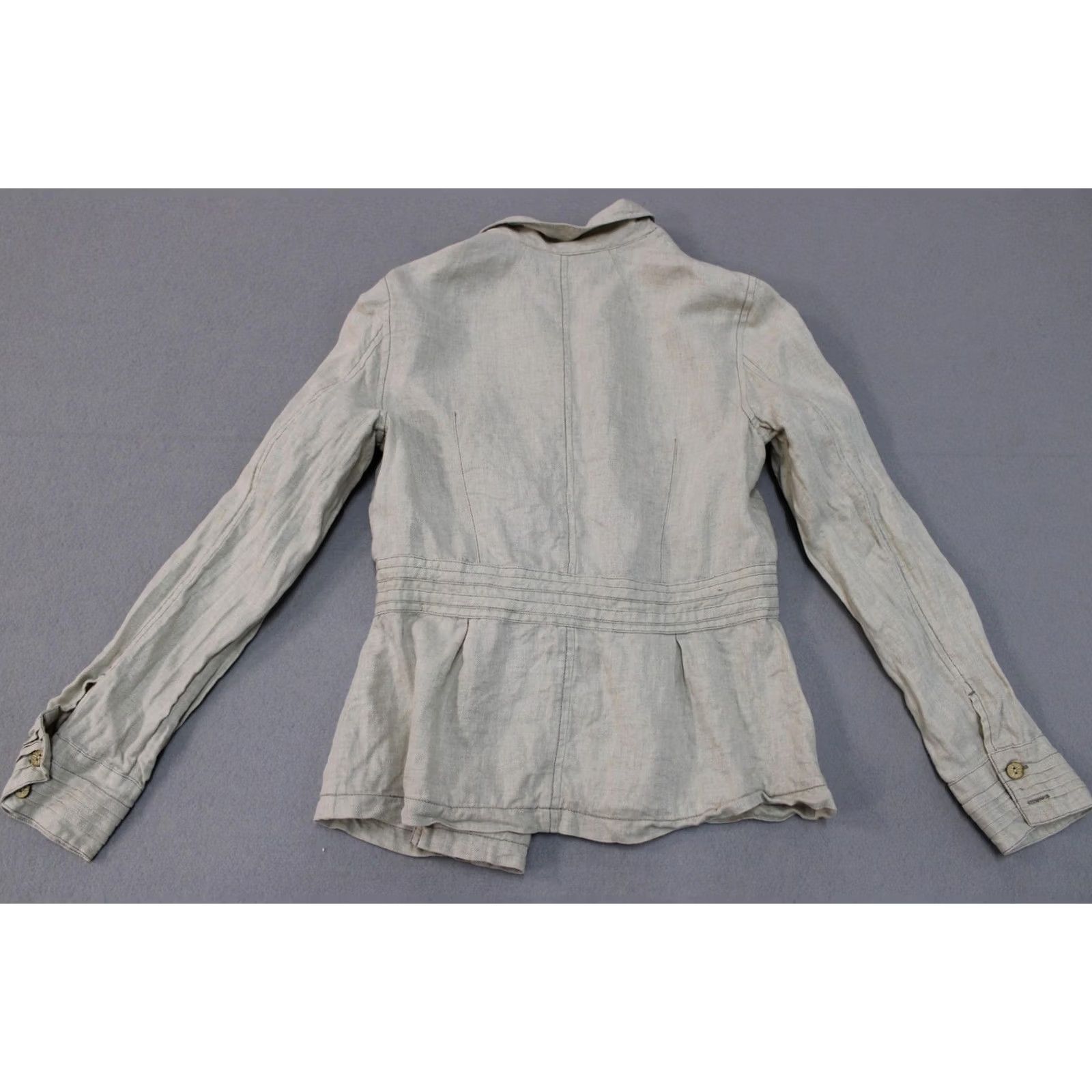 Vintage Sigrid Olsen Womens Jacket Beige Linen Belted Waist Button Casual Spring Top Size L / US 10 / IT 46 - 7 Thumbnail