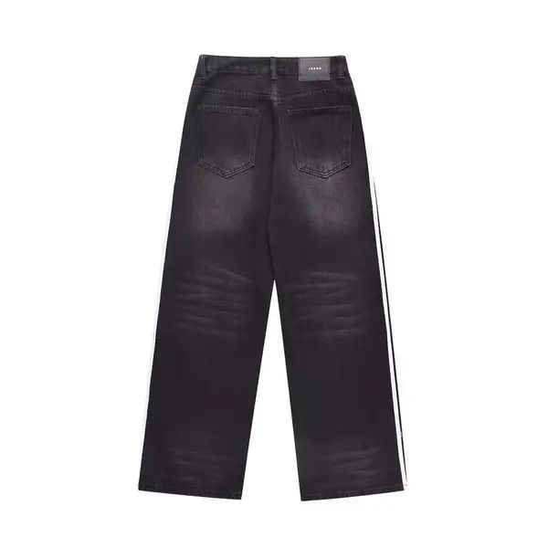 VIBE Men's hip-hop side stripe stitching straight wide-leg jeans Size US 32 / EU 48 - 2 Thumbnail