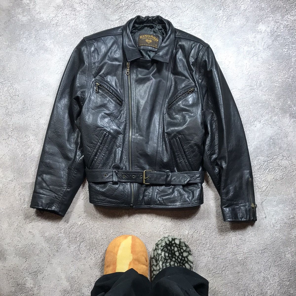 Vintage Vintage 90s Japanese Biker Jacket Black Leather Punk Baggy M Size M / US 6-8 / IT 42-44 - 1 Thumbnail