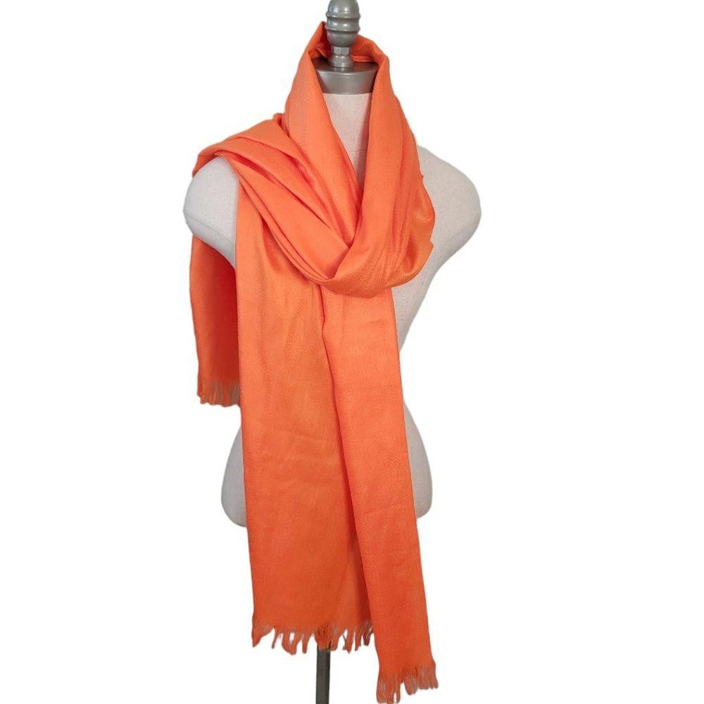 Designer CT834 Orange Pashmina Fringed Wrap Size ONE SIZE - 1 Thumbnail