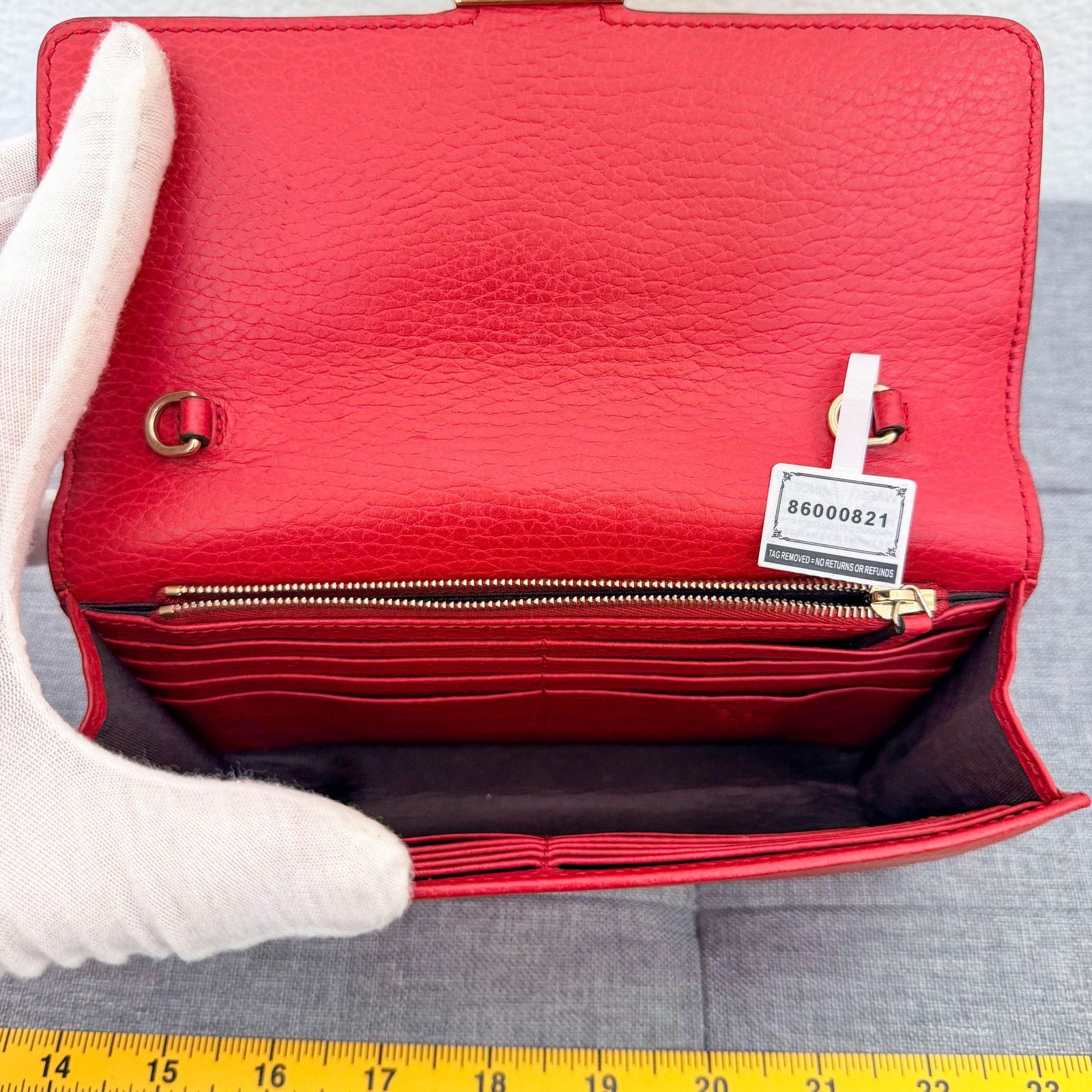 Gucci Gucci Red Leather Interlocking G Chain Bag-3 Size ONE SIZE - 10 Thumbnail