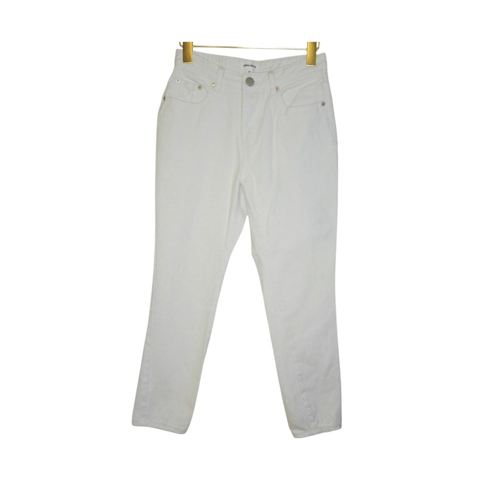 superdown Superdown White Cropped Mom Jeans Straight Leg Distressed 26 Size 26" / US 2 / IT 38 - 1 Thumbnail