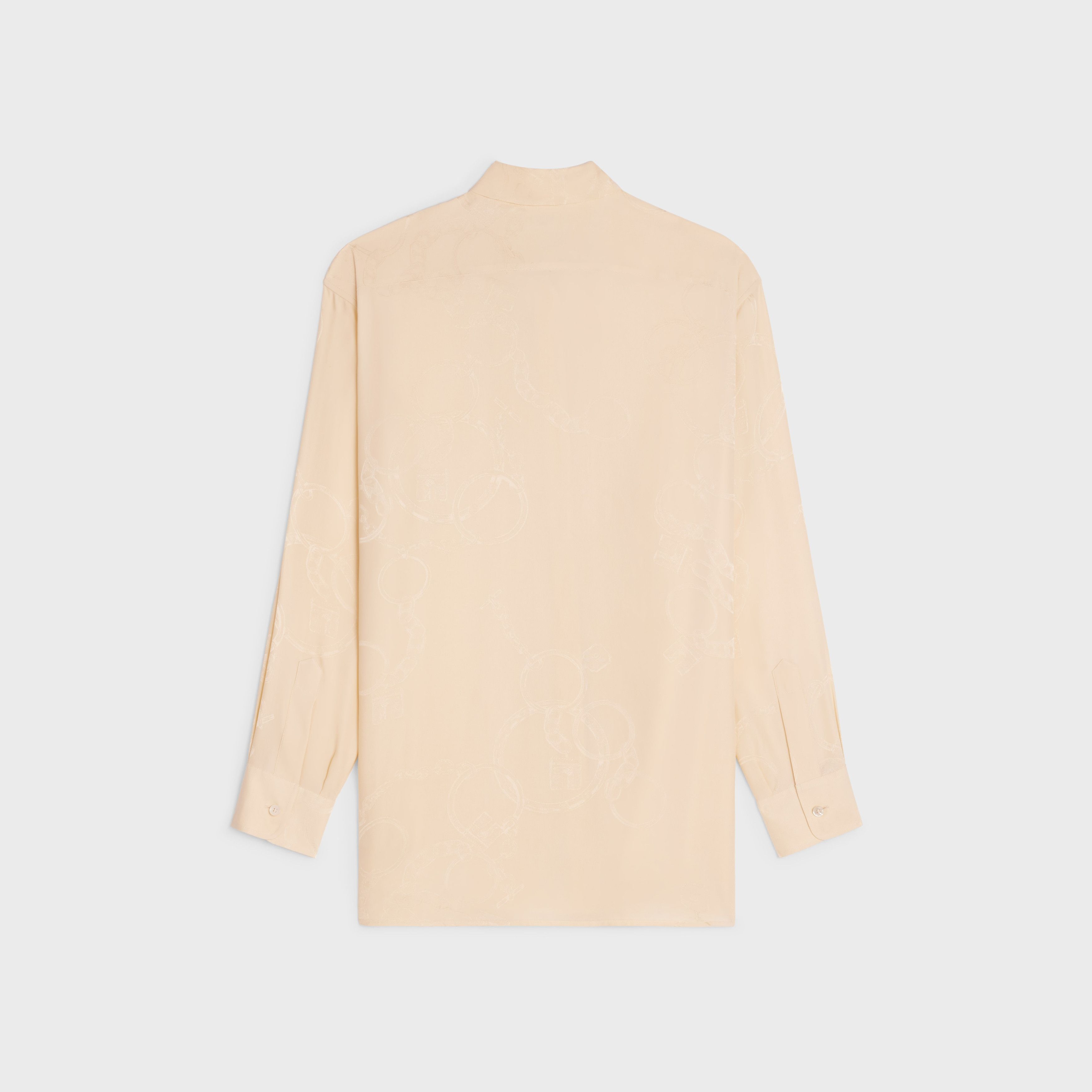 Celine o1w1db11124 Silk Shiny Matte Boyfriend Shirt in Cream Size XXS / US 00 / IT 34 - 2 Thumbnail