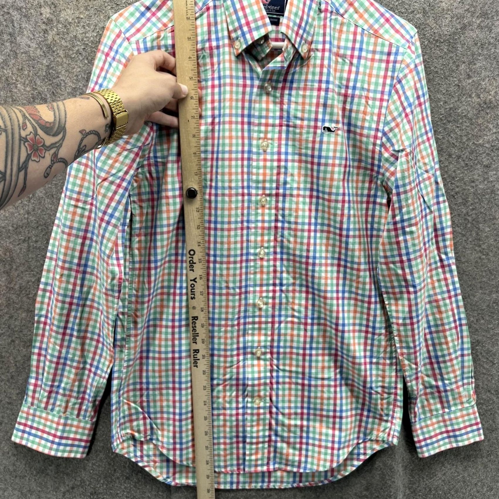 Vineyard Vines Vineyard Vines Shirt Mens XS Multicolor Gingham Slim Fit Whale Cotton Button-Down Shirt Size US XS / EU 42 / 0 - 6 Thumbnail