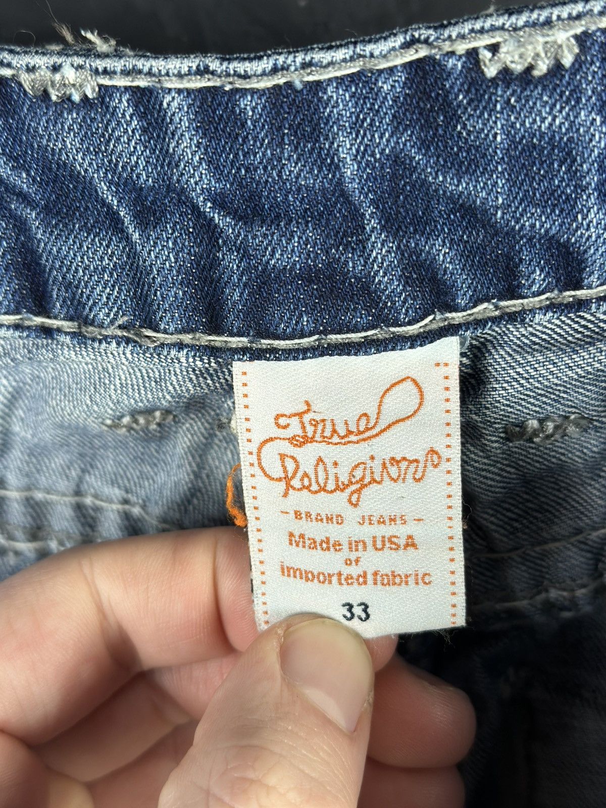 True Religion True Religion Jeans White Stitch Made in USA Size US 33 - 12 Thumbnail
