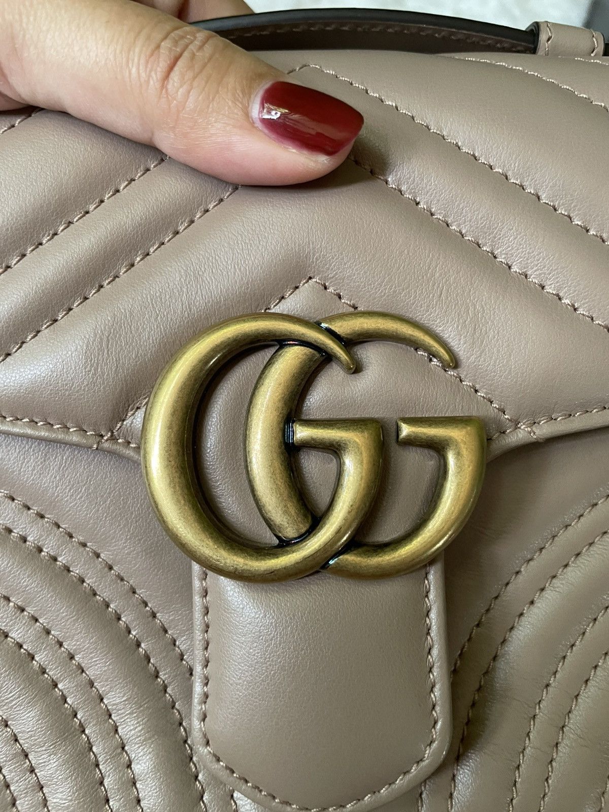 Gucci Gucci GG Marmont Dusty Pink Mini Top Handle Bag Size ONE SIZE - 4 Thumbnail