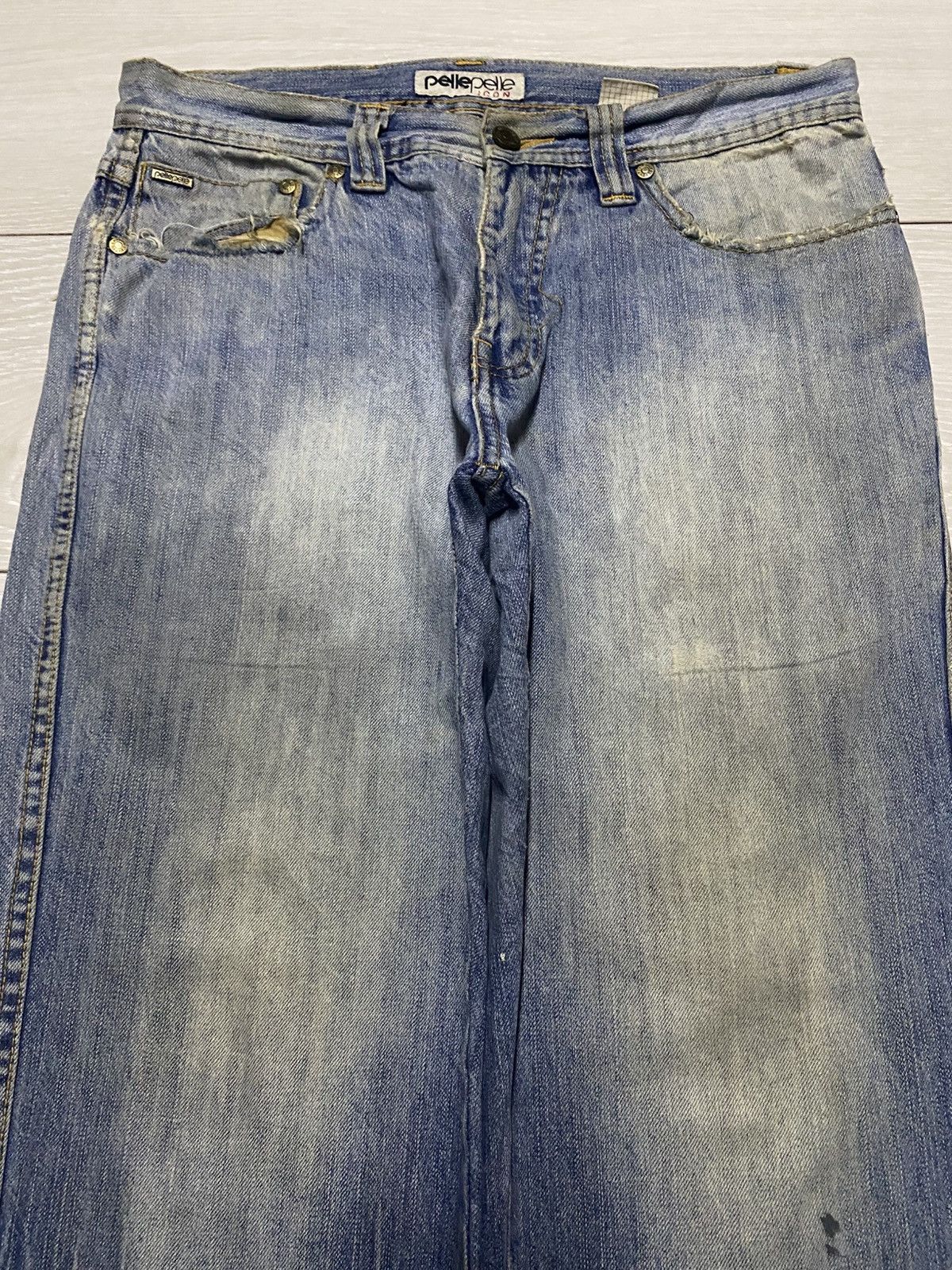 Pelle Pelle Vintage Pelle Pelle Mud Wash Embroidery Logo Straight Jeans Size US 32 / EU 48 - 3 Thumbnail