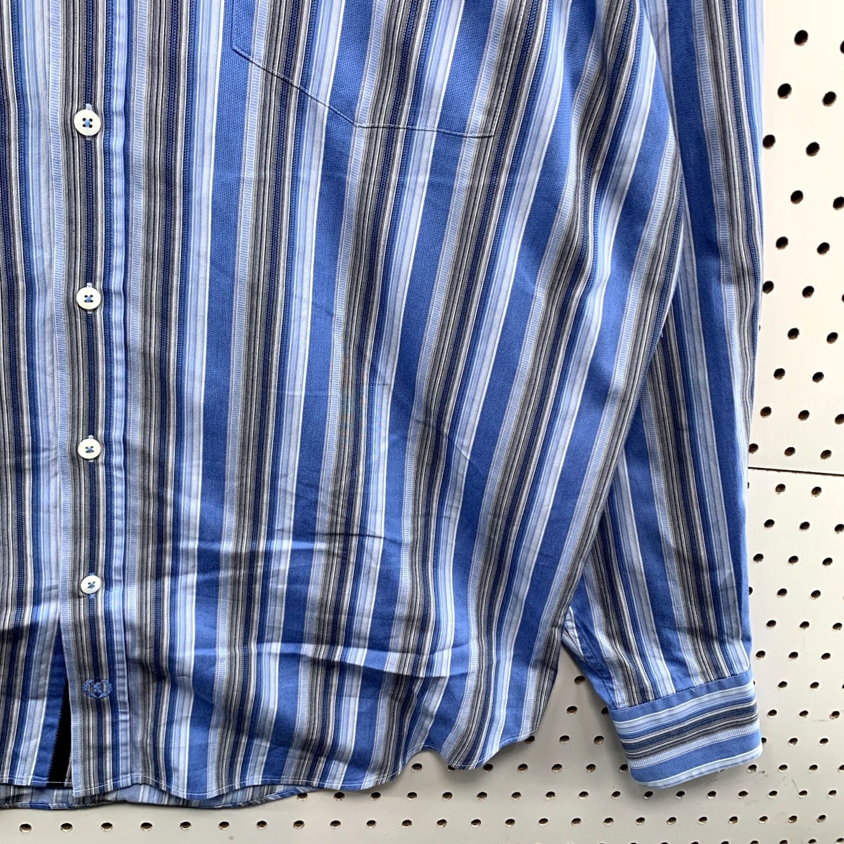 BUGATCHI Bugatchi Uomo Shirt Mens 2XL Blue Striped Long Sleeve Pocket Casual Button 26x33 Size US XXL / EU 58 / 5 - 7 Thumbnail