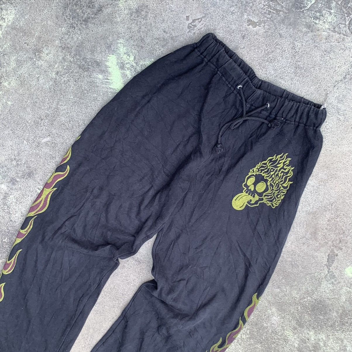 Japanese Brand FLAKE JAPAN Flame skull streetwear jogger pants Size US 29 - 4 Thumbnail