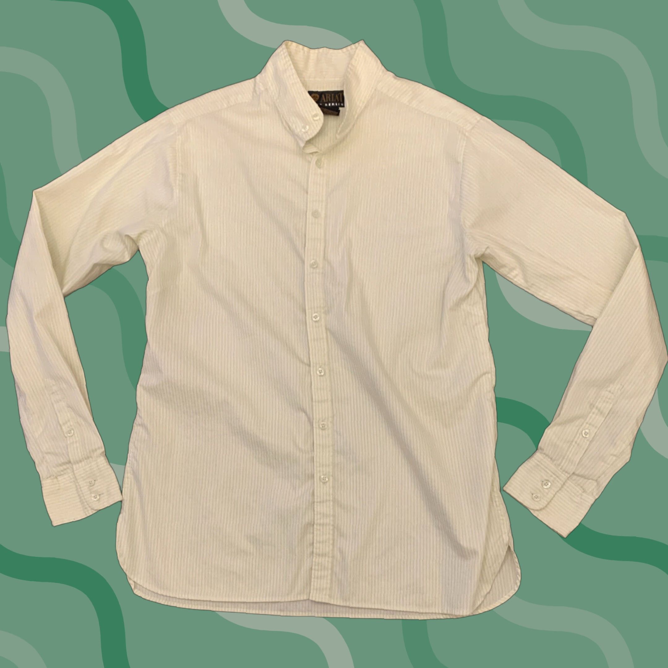 Ariat ARIAT PRO SERIES Long Sleeve Mock Neck Button-Up Dress Shirt Size 40 Yellowish Mens Size 40R - 1 Thumbnail