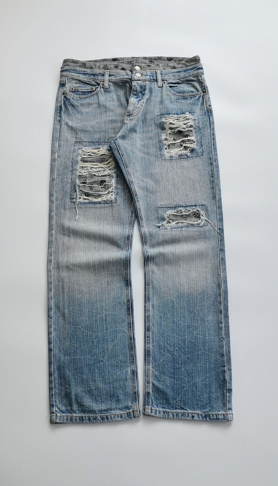 Other Unbrand Skull Patches Double Waist Denim Jeans Size US 32 / EU 48 - 3 Thumbnail