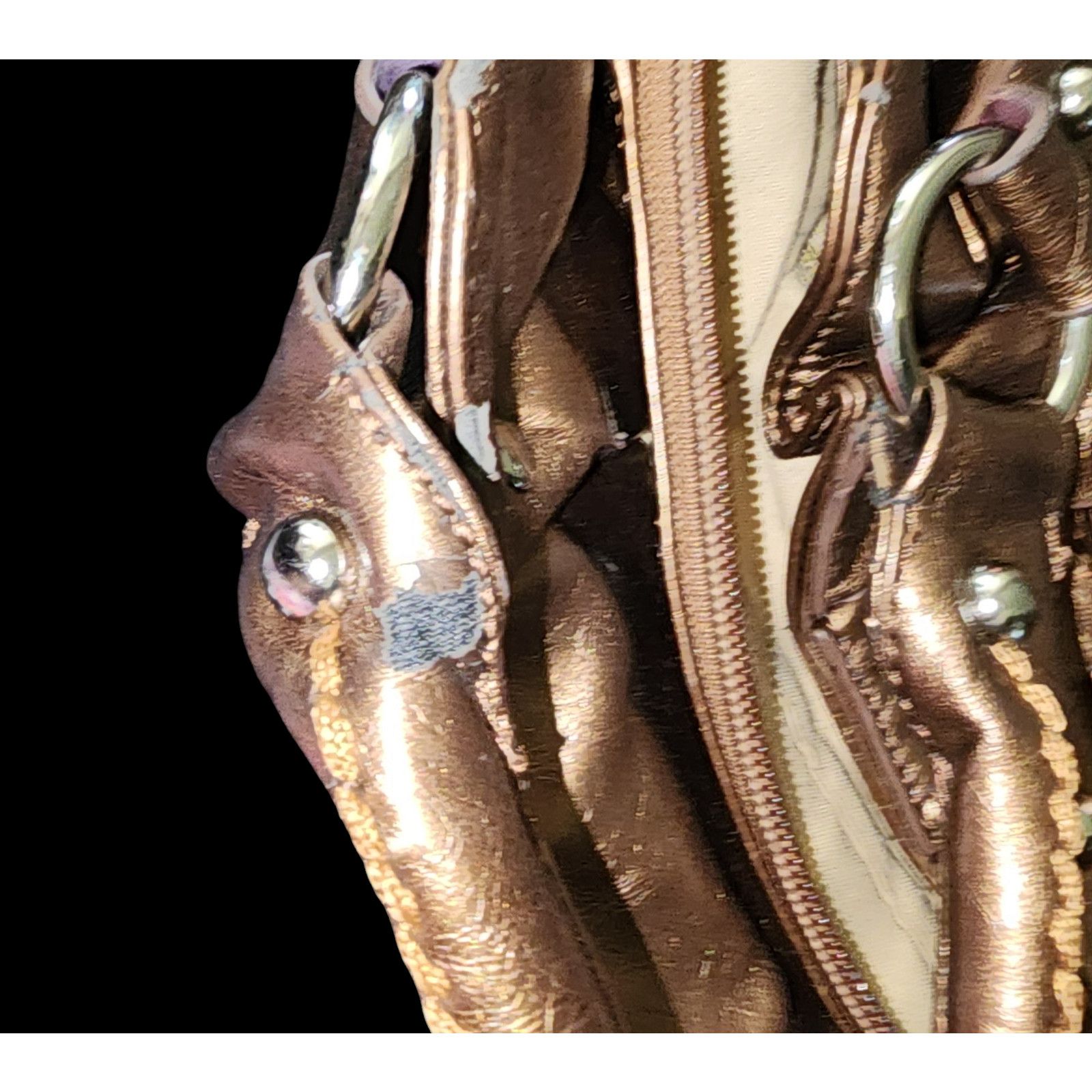 The Unbranded Brand Unbranded bronze faux-leather shoulder bag Size ONE SIZE - 10 Thumbnail