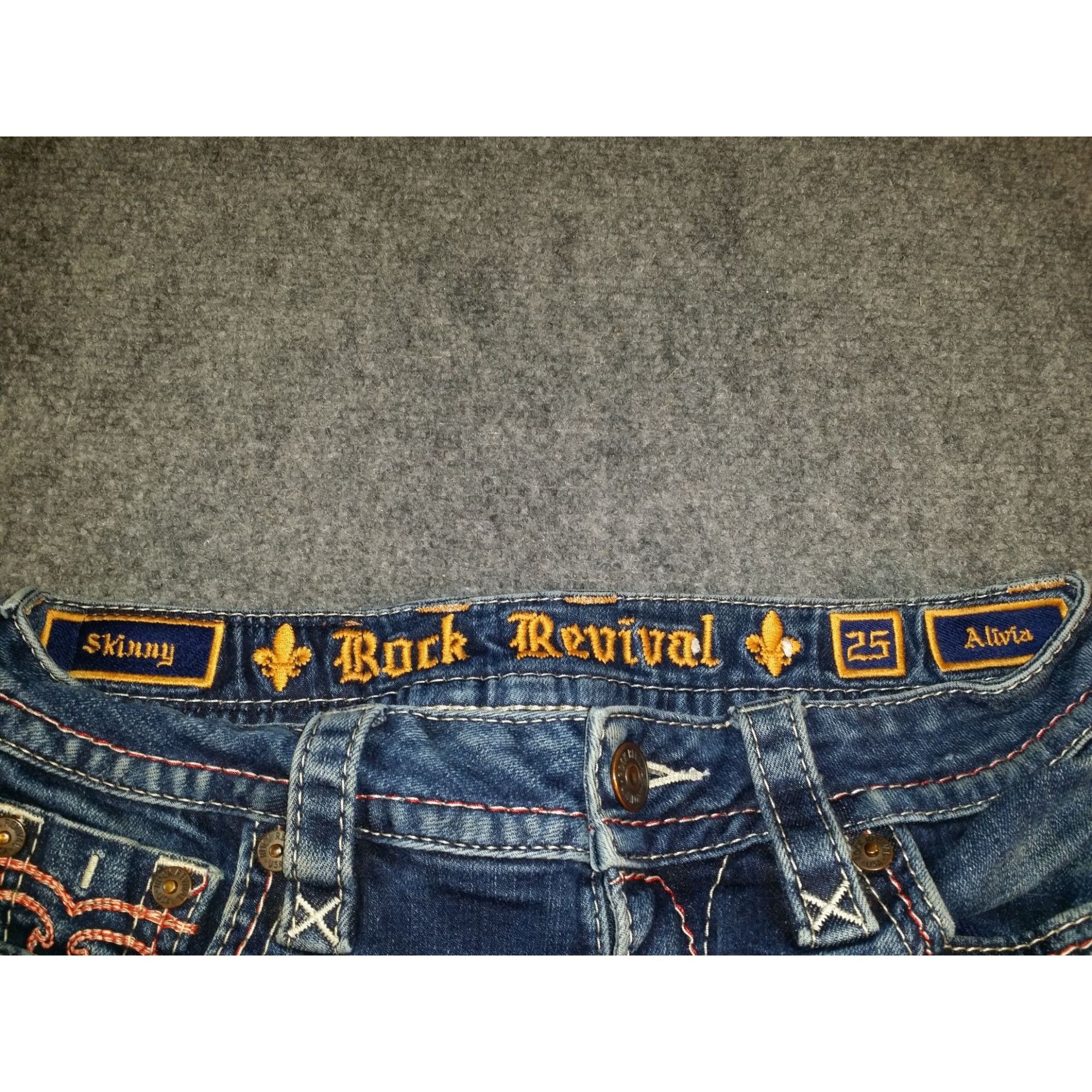 Rock Revival Rock Revival Alivia Skinny Jeans Women Sz 25 Rhinestone Embr Size 25" / US 0 / IT 36 - 6 Thumbnail