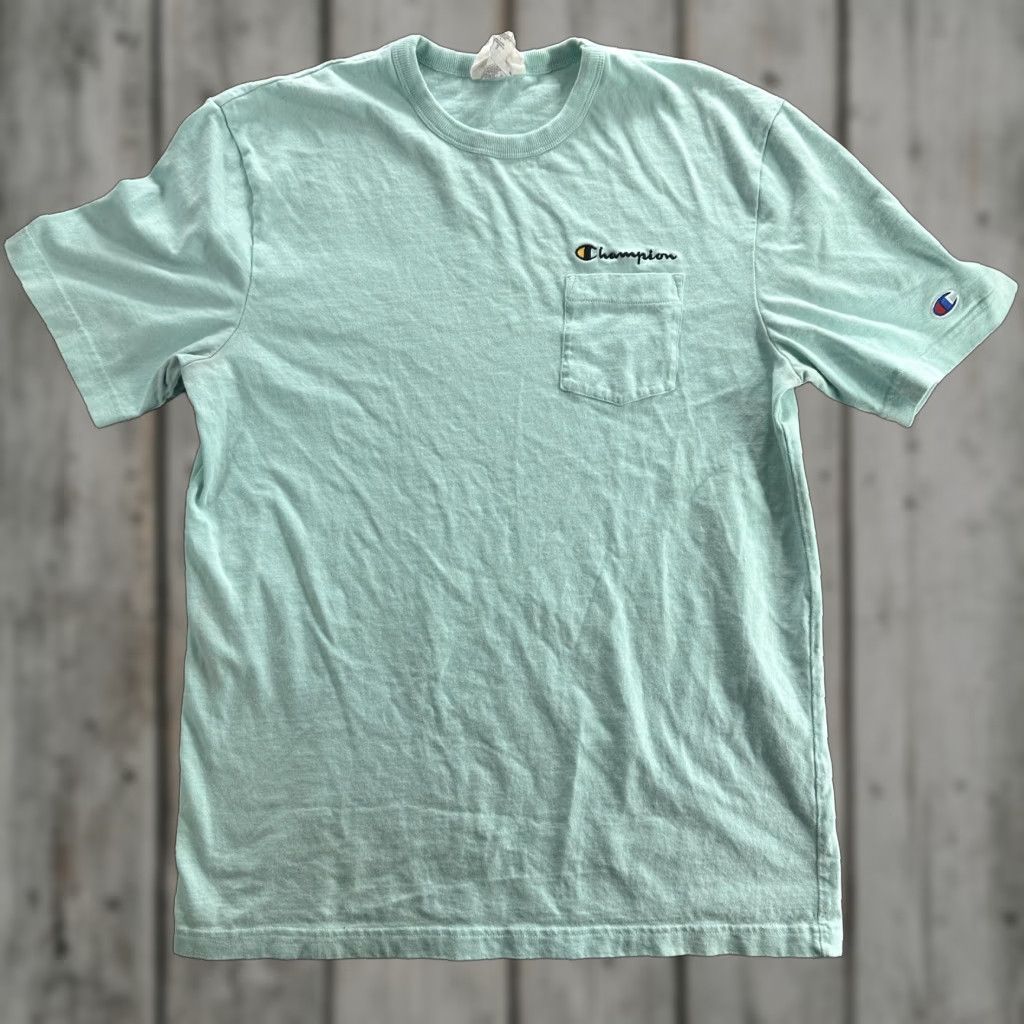 Champion Champion Shirt Mens Large Green Pocket Crewneck Short Sleeve Tee Logo Classic Sports Size US L / EU 52-54 / 3 - 1 Thumbnail
