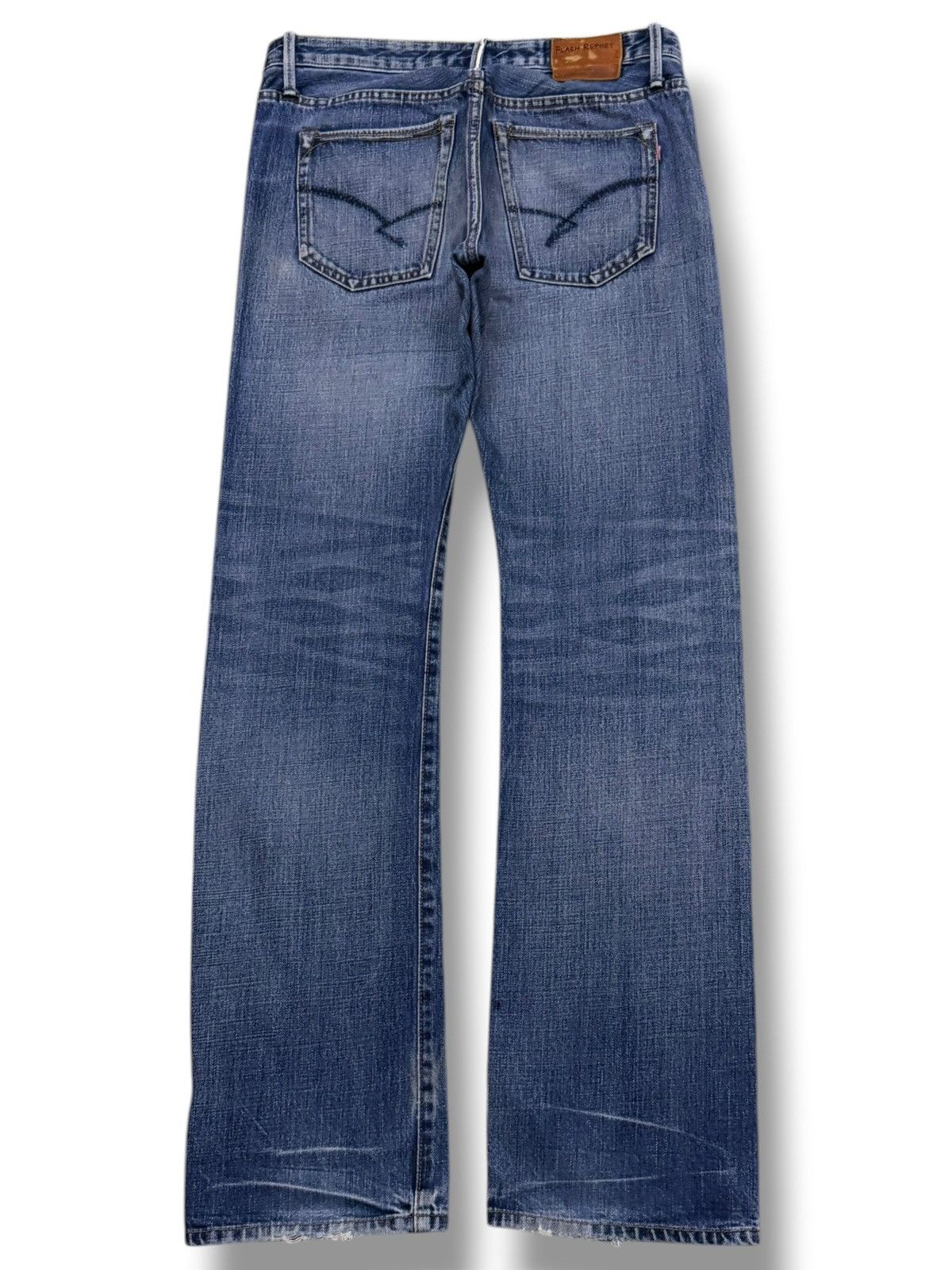 Japanese Brand Vintage Flash Report Selvedge Denim Jeans | Vintage Fade W31 Size US 31 - 3 Thumbnail