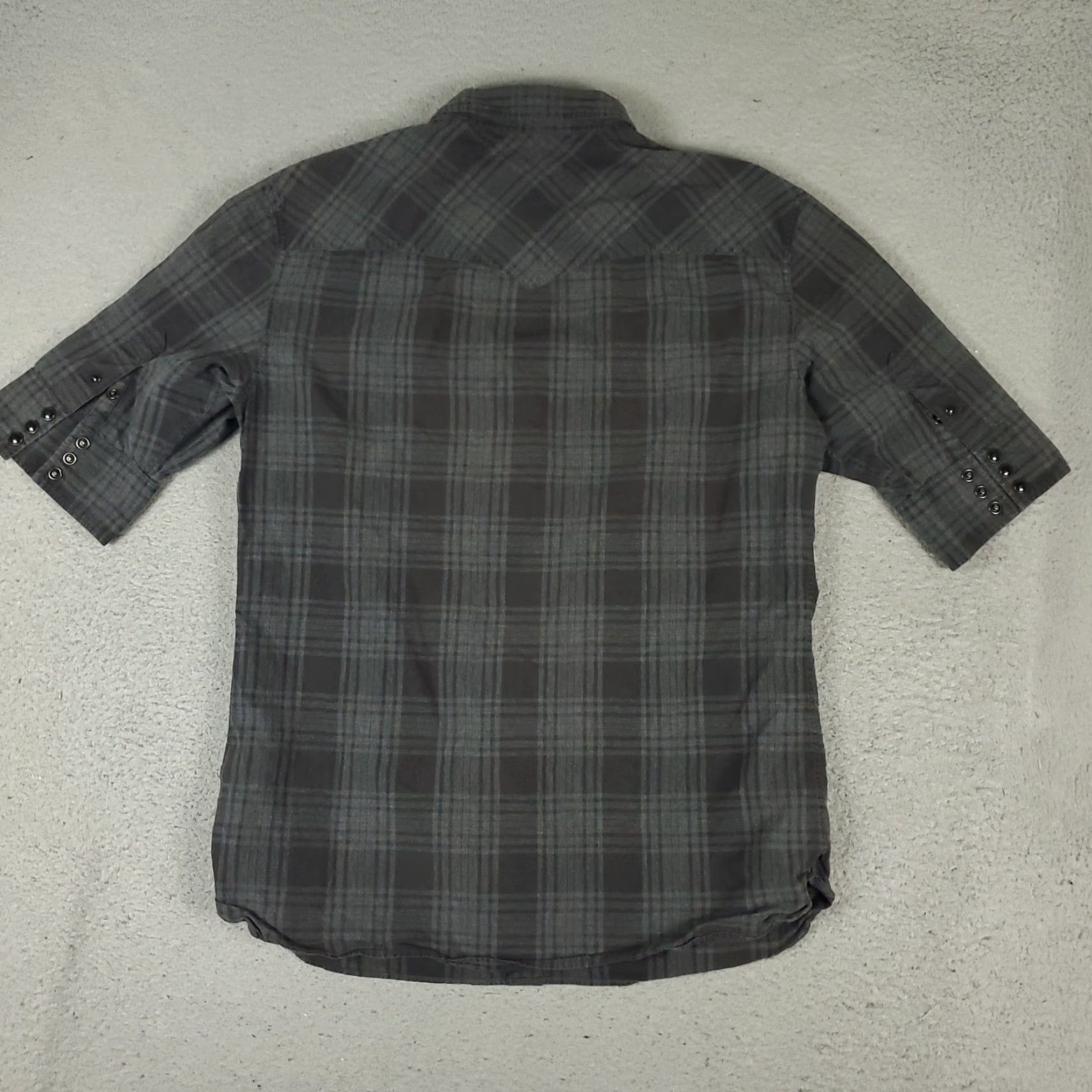 Allsaints AllSaints Shirt Mens S Gray Plaid Western Button-Up Short Sleeve Collared Logo Pocket Vintage: No Size US S / EU 44-46 / 1 - 3 Thumbnail