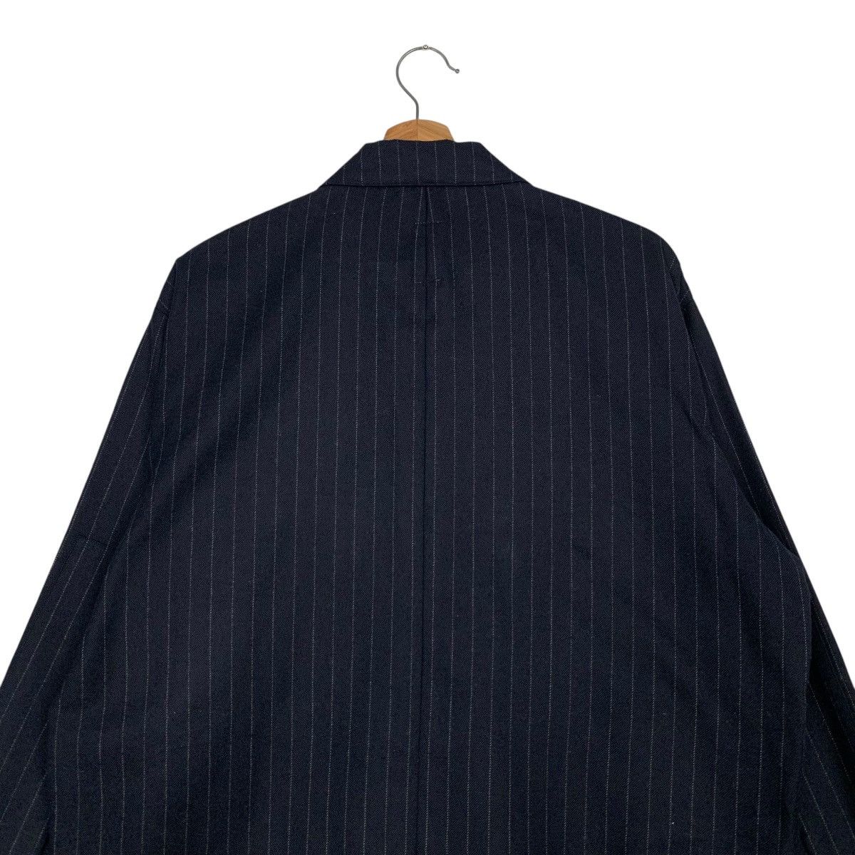 Japanese Brand BENINE Dark Blue Wool Pinstripe Jacket #2698-C121 Size US L / EU 52-54 / 3 - 8 Thumbnail