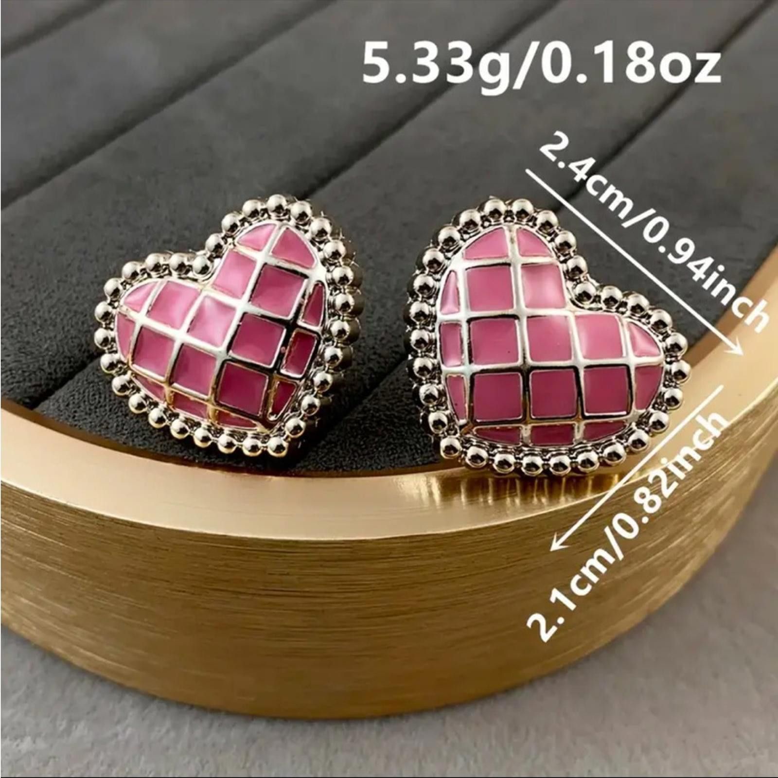 Designer Black and Gold Heart Stud Earrings NWT Size ONE SIZE - 4 Thumbnail