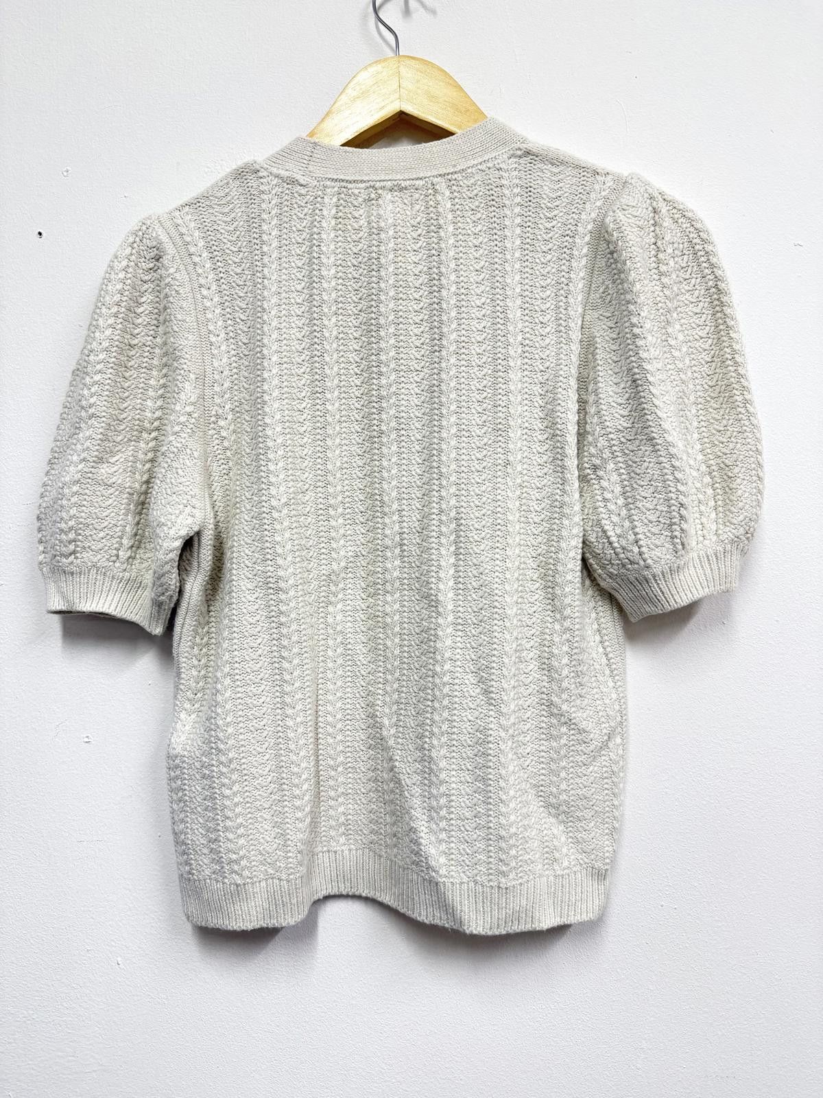 FatFace Fat Face Women's Cream Knit Cardigan with Puff Sleeves UK 12 Size M / US 6-8 / IT 42-44 - 4 Thumbnail