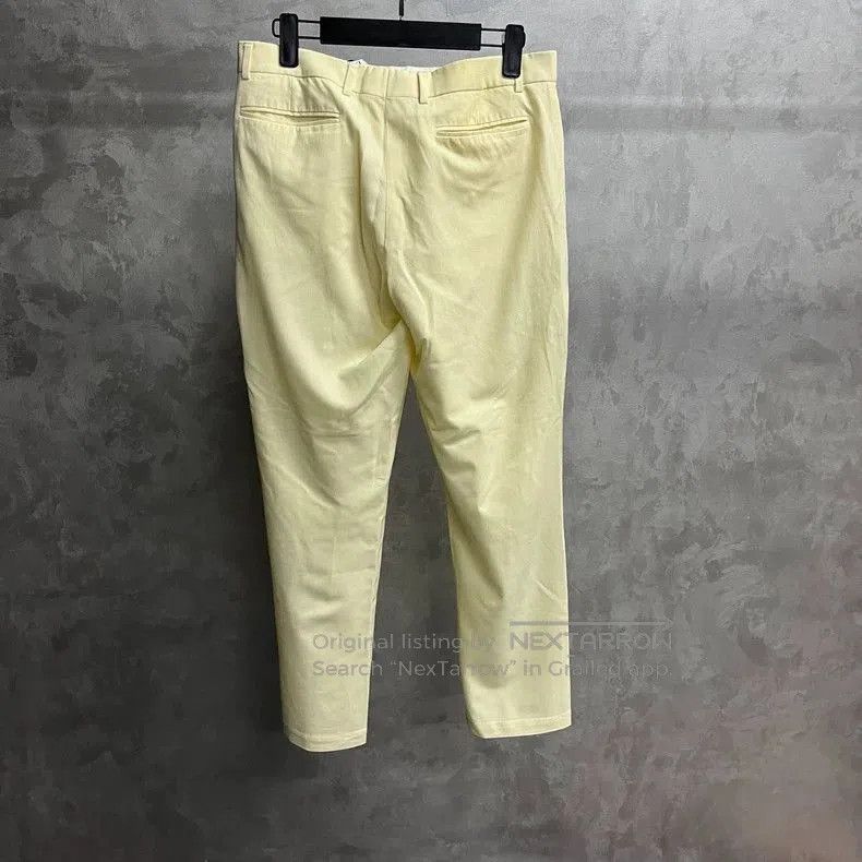 Dior Beige Pearl Button Straight Casual Pants.