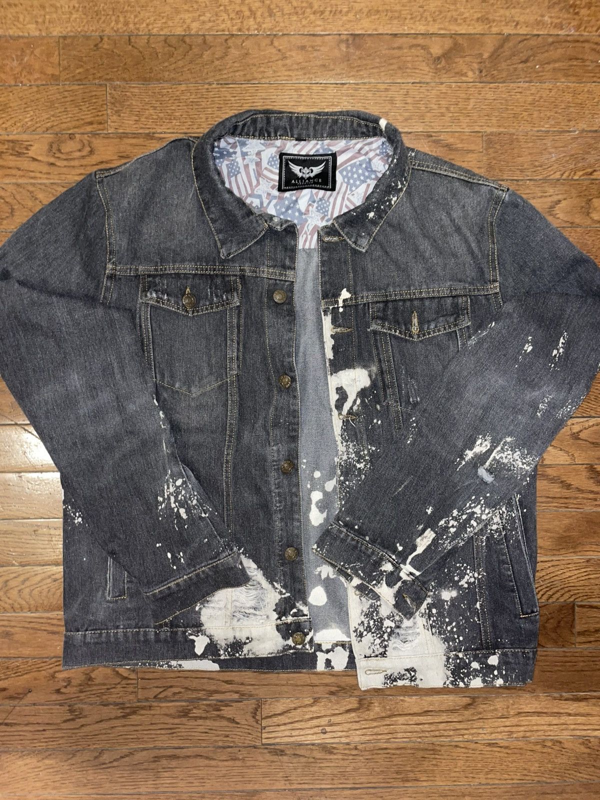 Other Mens black custom distressed denim jacket Size US L / EU 52-54 / 3 - 1 Thumbnail