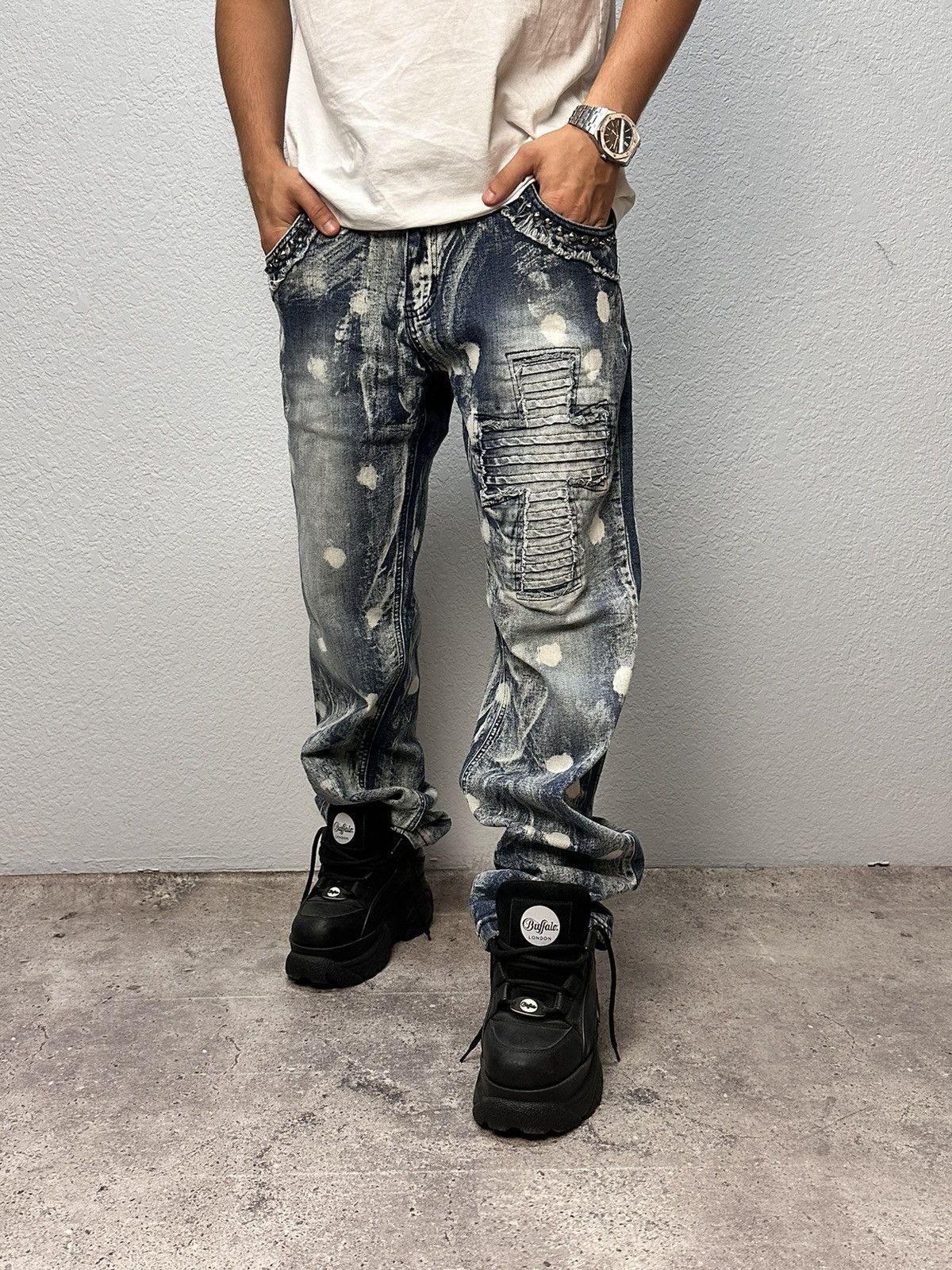 Tornado Mart Vintage Gothic Cargo pants Ed Hardy style Chrome Chest Y2K Size US 34 / EU 50 - 1 Thumbnail