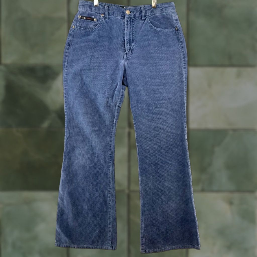 Vintage VINTAGE LEI Womens Pants 7 Blue Corduroy Flare 90s Retro Size 28" / US 6 / IT 42 - 1 Thumbnail