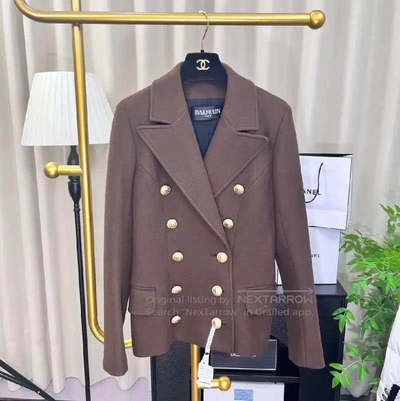 Balmain Balmain Women's Brown Double-Breasted Coat . Size S / US 4 / IT 40 - 1 Thumbnail