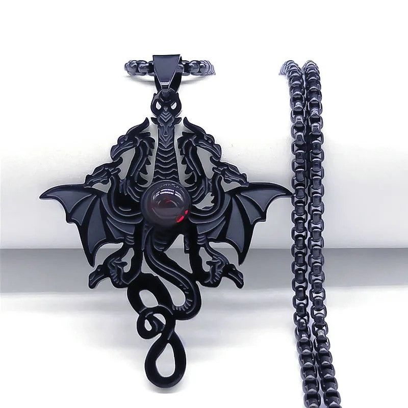 Jewelry Gothic Witchcraft Dragon Pendant Necklace Size ONE SIZE - 1 Thumbnail