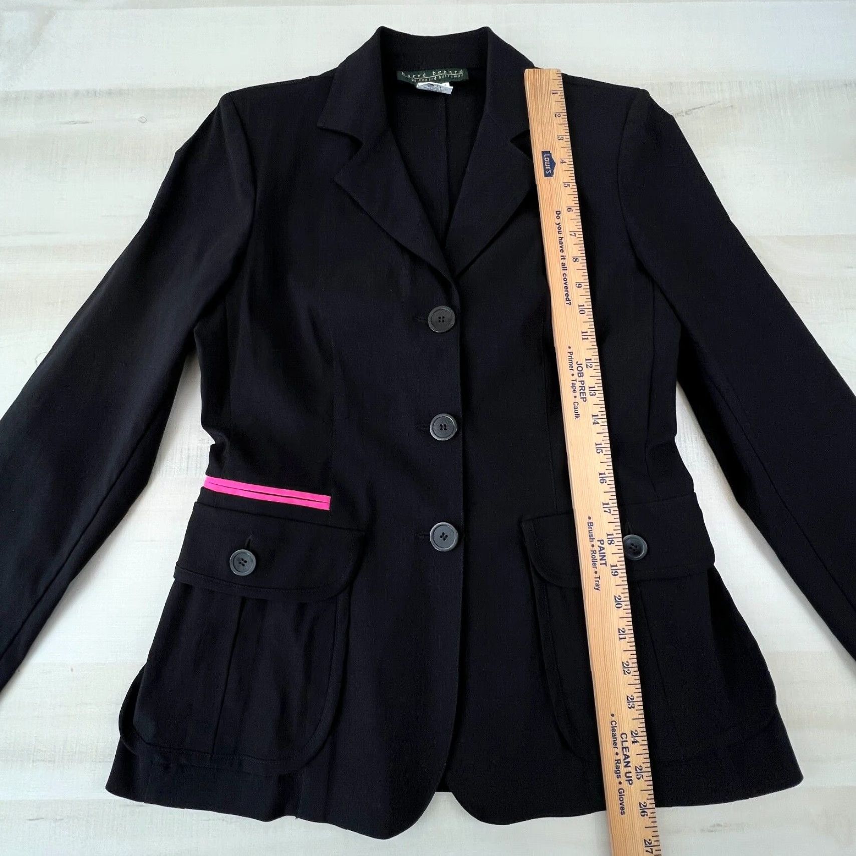 Vintage Harve Benard Womens Blazer Jacket Black with Pink Accent Size 10 Size L / US 10 / IT 46 - 6 Thumbnail