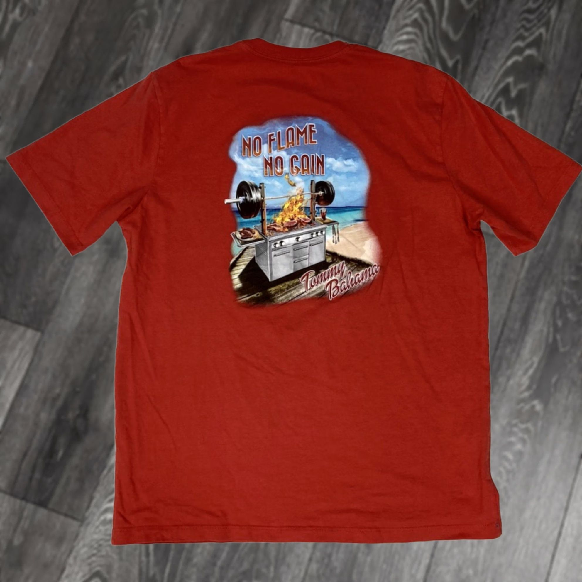 Tommy Bahama Tommy Bahama Graphic T-shirt Men Small Orange Short Sleeve Crew Neck No Flame No Gain Logo Beach All Seasons Vintage? Size US S / EU 44-46 / 1 - 1 Thumbnail