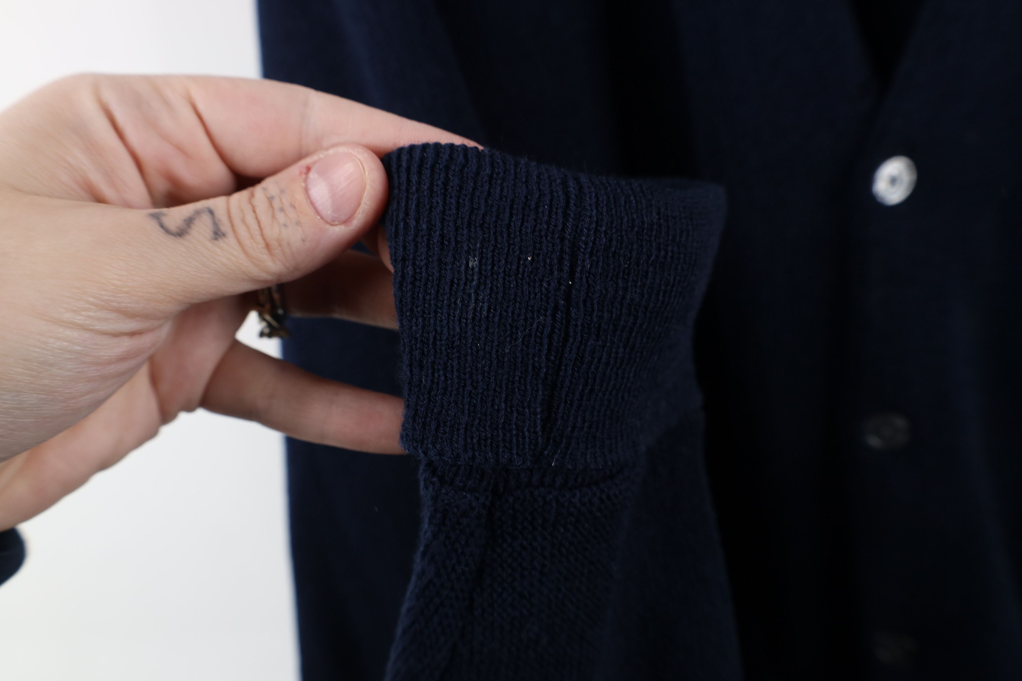 Vintage Vintage 90s Streetwear Cobain Cardigan Sweater Navy Blue Size US XL / EU 56 / 4 - 8 Thumbnail