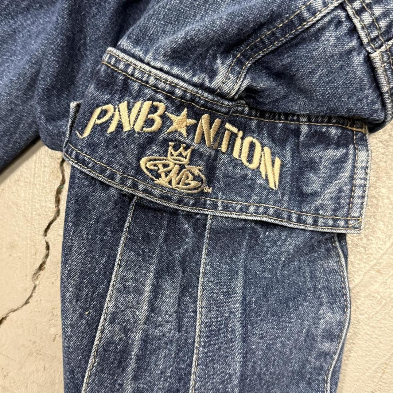 Vintage PnB Nation Cargo Baggy Blue Embroidered Jeans Size 32 x 30 Size US 34 / EU 50 - 4 Thumbnail