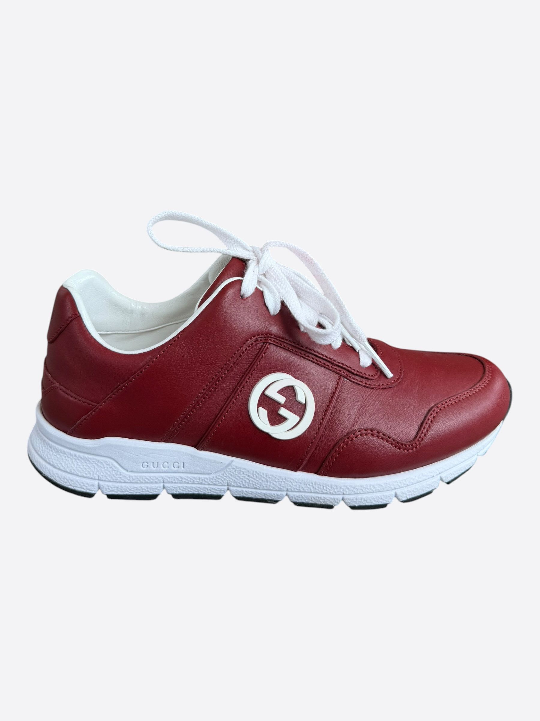 Gucci Gucci Red & White Interlocking GG Women's Sneakers Size US 6 / IT 36 - 1 Thumbnail