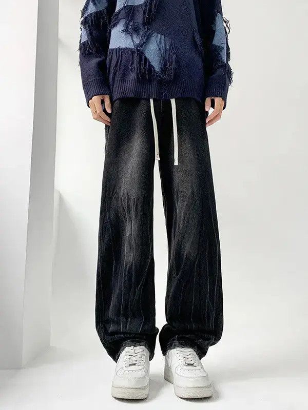 Japanese Brand Retro loose water pattern straight leg jeans Size US 32 / EU 48 - 1 Thumbnail