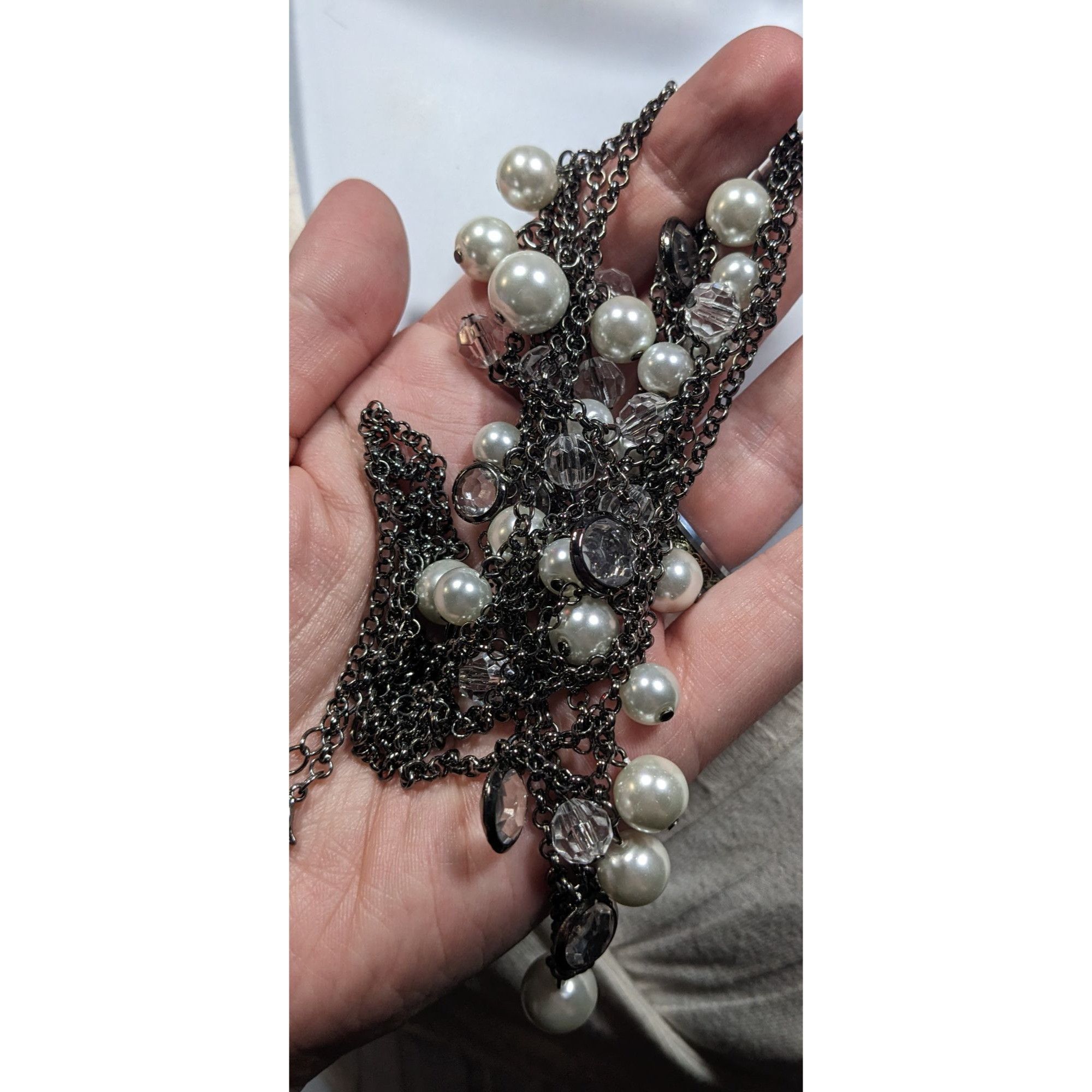 Other Glam Goth Faux Pearl And Gem Accent Multilayer Necklace Size ONE SIZE - 4 Thumbnail