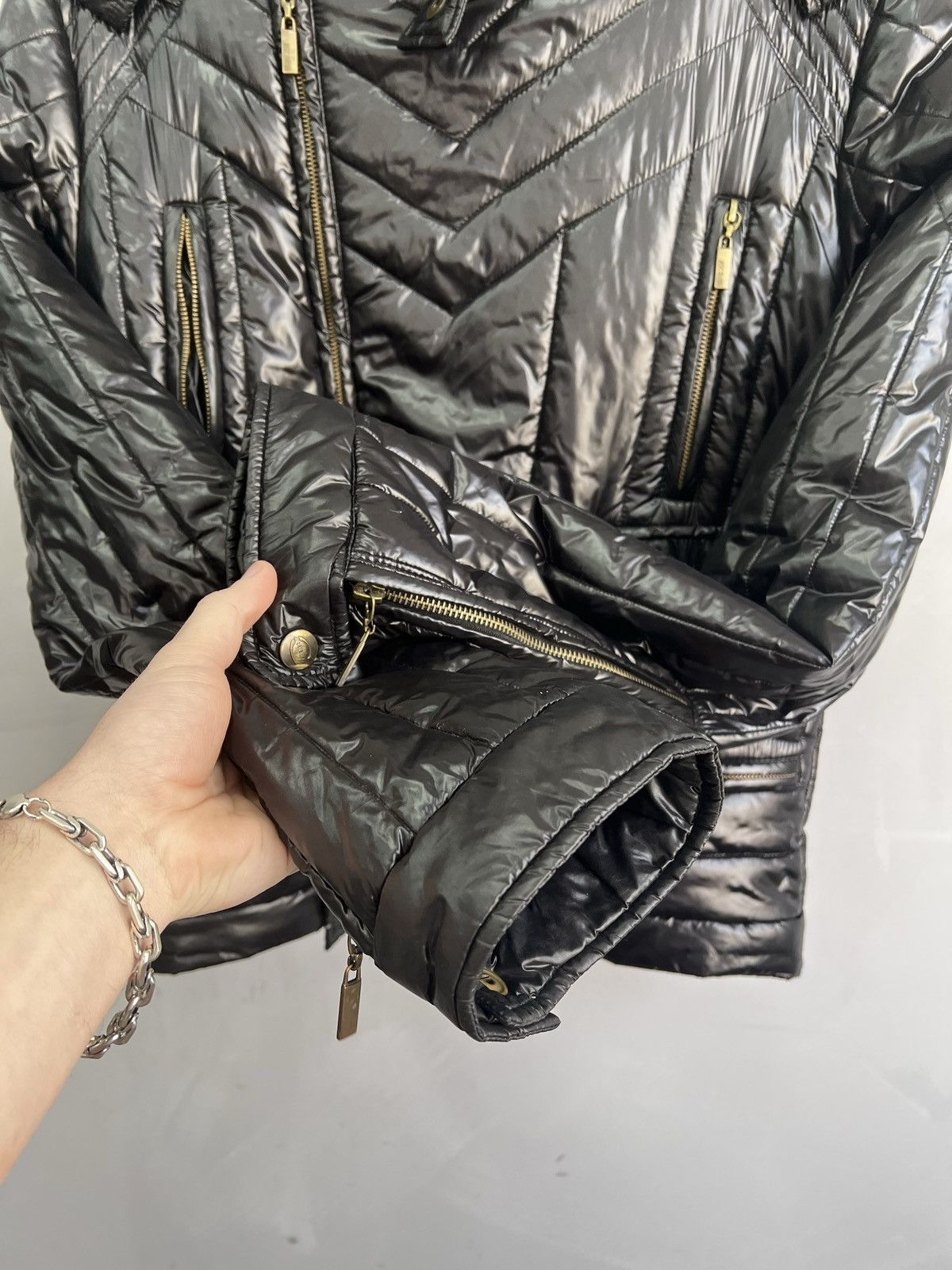 Designer VINTAGE BIKER ROBERTO CAVALLI JACKET LEATHER NYLON BONDAGE Size US XL / EU 56 / 4 - 6 Thumbnail