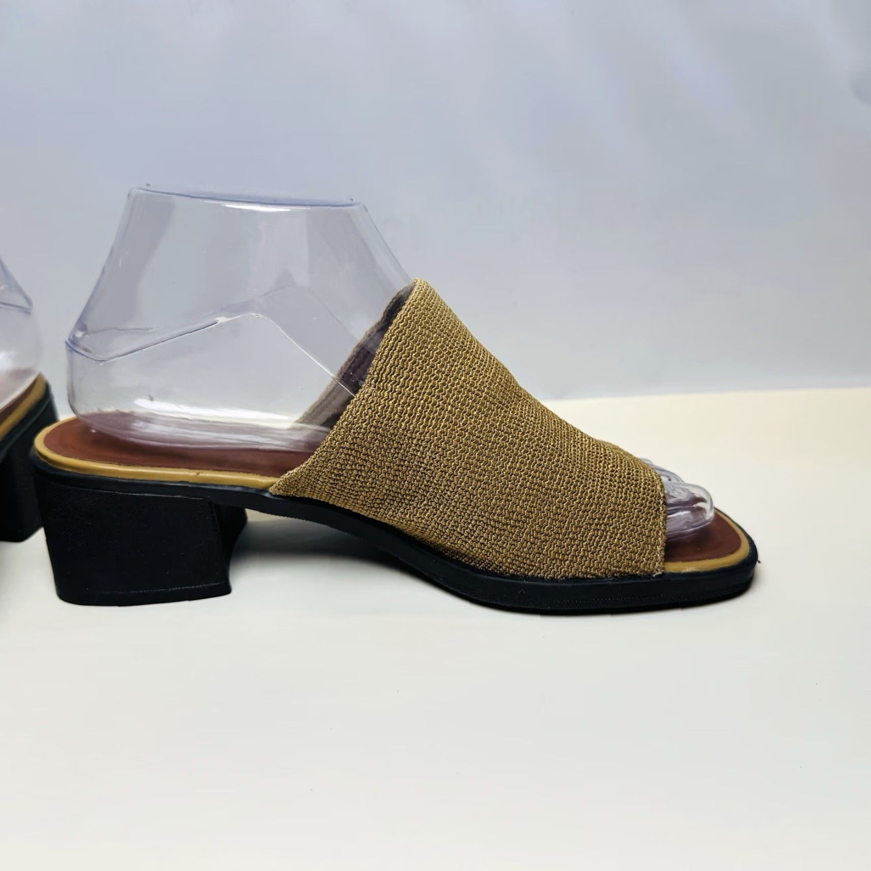 Naturalizer Naturalizer Slip On Block Heel Sandals Womens Size 7.5 Taupe Fabric Upper Size US 8 / IT 38 - 6 Thumbnail